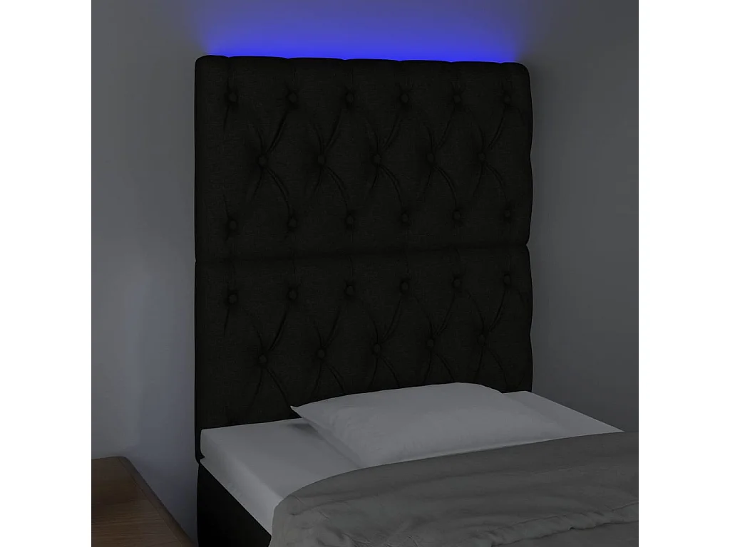 Tête de lit à LED Noir 80x7x118/128 cm Tissu