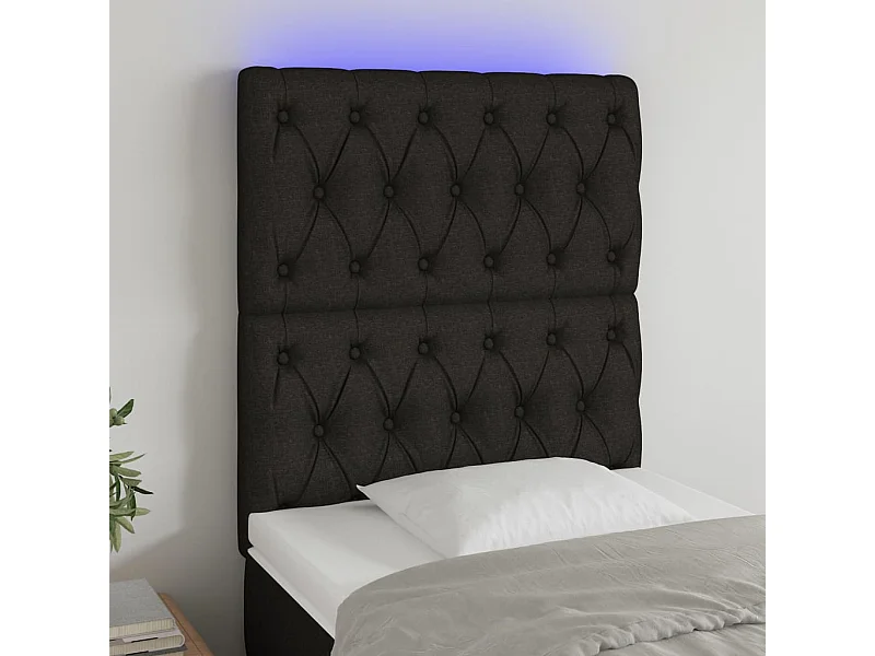 Cabeceira de cama c/ luzes LED tecido 80x7x118/128 cm preto