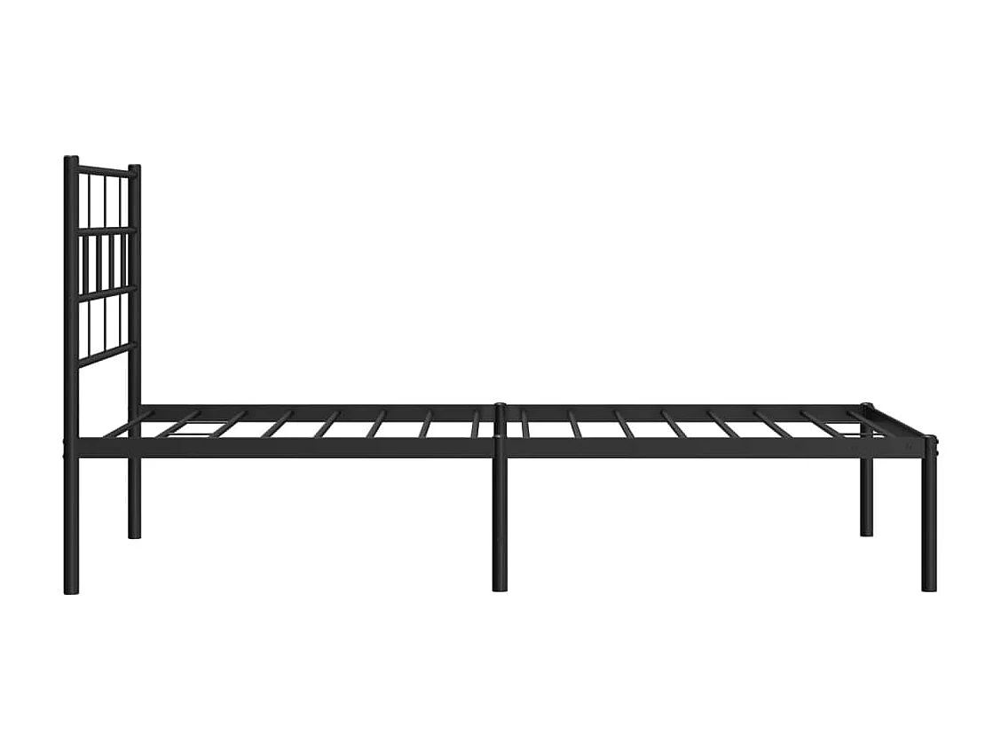 Cadre de lit métal avec tête de lit noir 75x190 cm