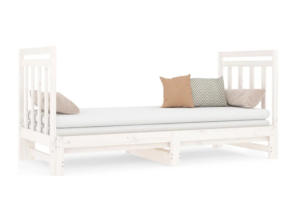 Lit coulissant Blanc 2x(90x190) cm Bois de pin massif