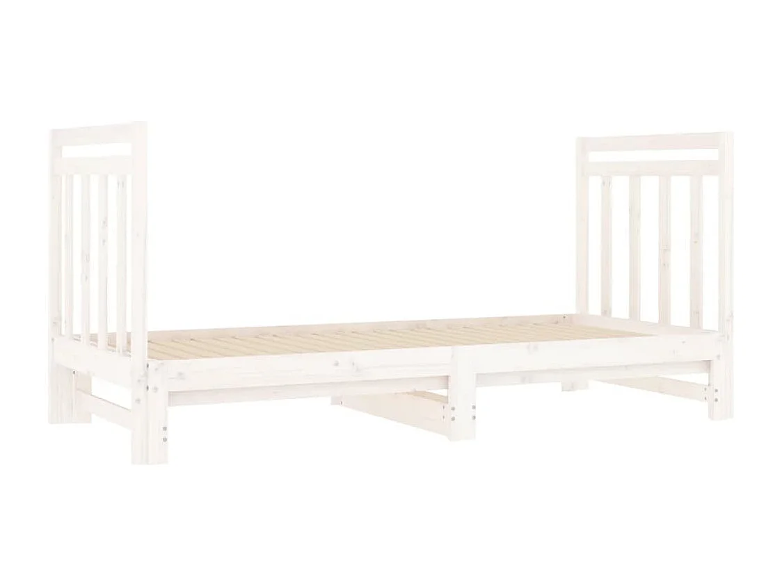 Lit coulissant Blanc 2x(90x190) cm Bois de pin massif