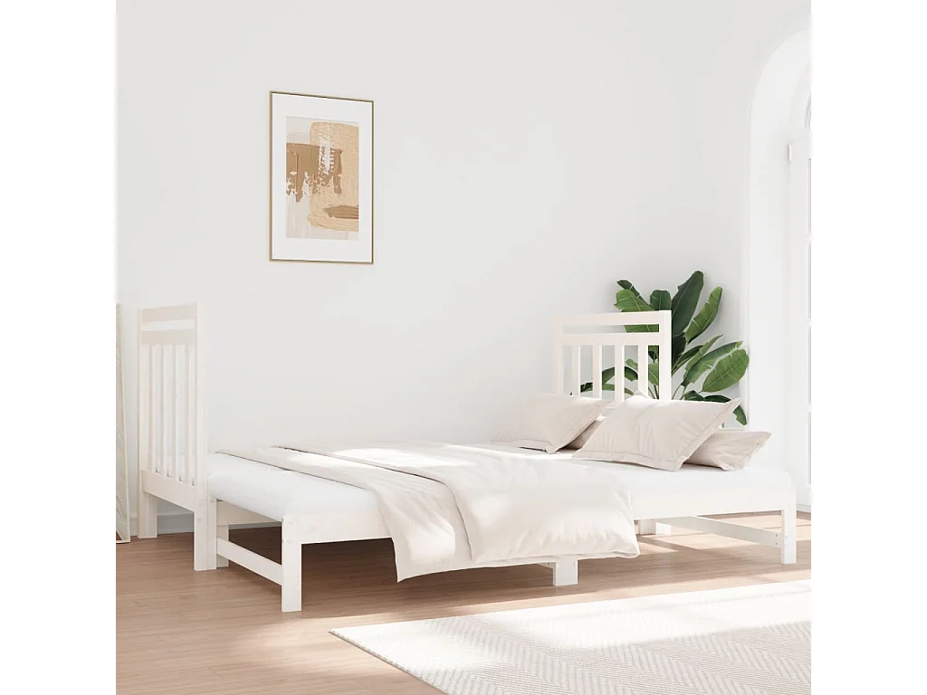 Lit coulissant Blanc 2x(90x190) cm Bois de pin massif