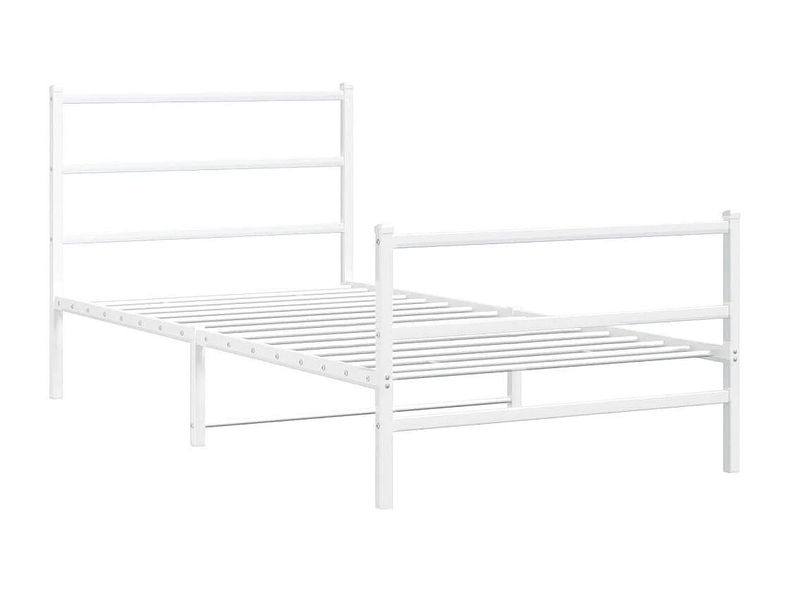 Estrutura de cama com cabeceira e pés 100x190 cm metal branco