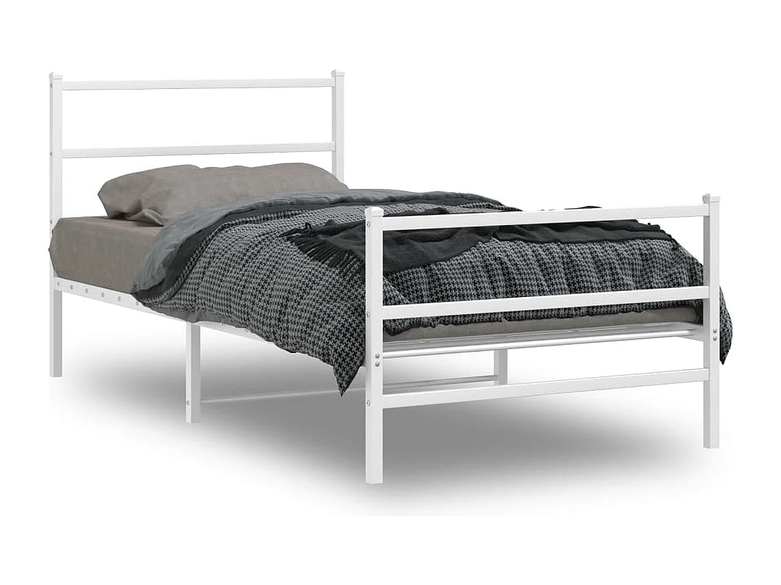 Estructura cama metal con cabecero y estribo blanco 100x190 cm
