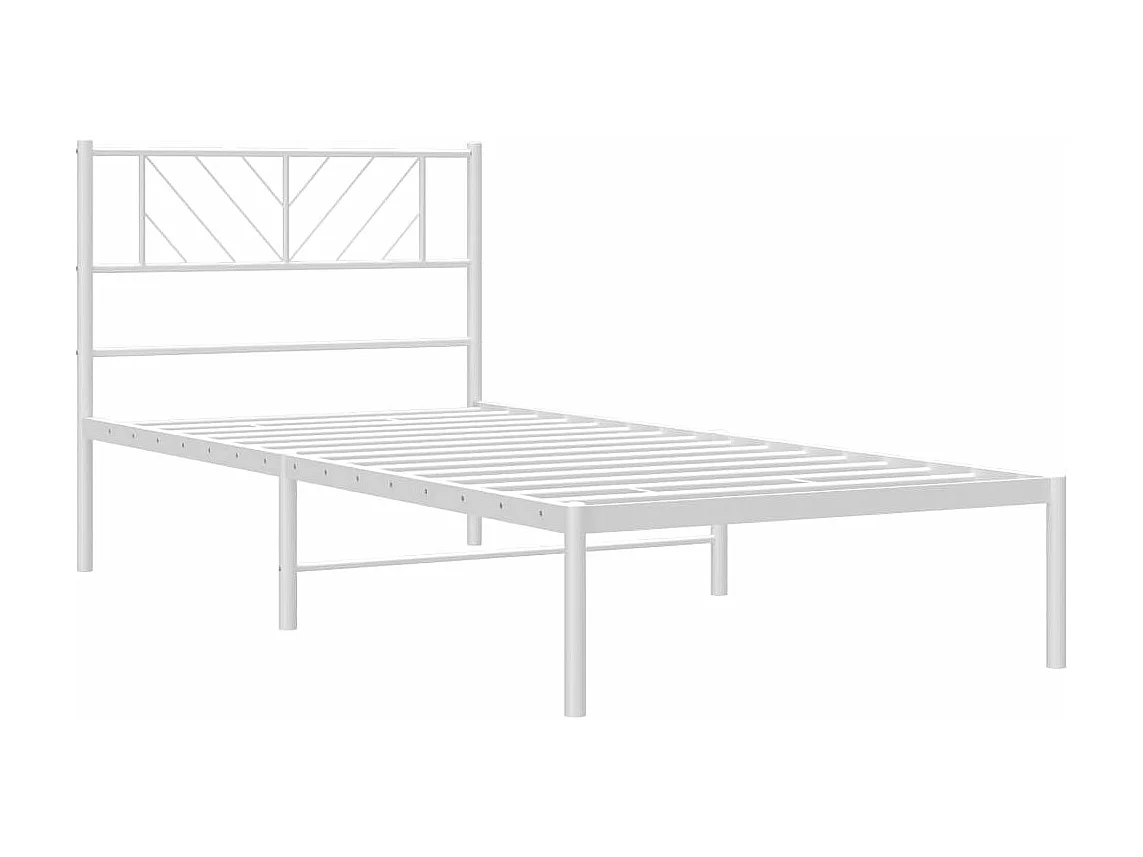Cadre de lit métal avec tête de lit blanc 100x200 cm