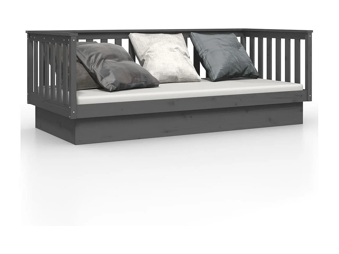 Sofá-cama 90 x 200 cm madeira de pinho maciça cinzento