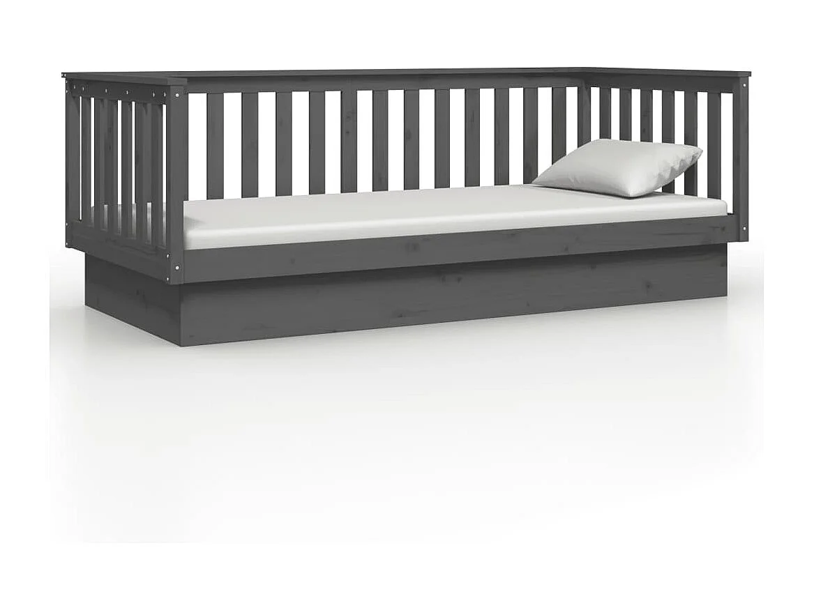 Sofá-cama 90 x 200 cm madeira de pinho maciça cinzento