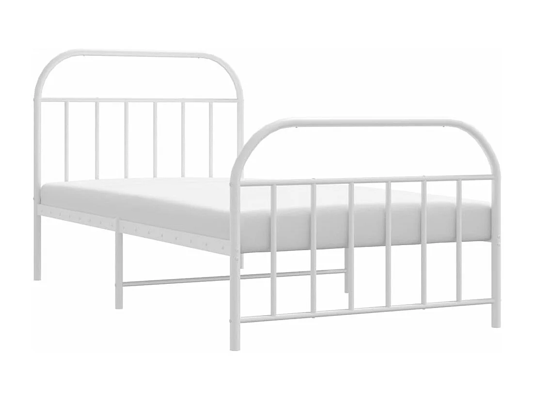 Estructura cama metal cabecero y pie de cama blanca 100x190 cm