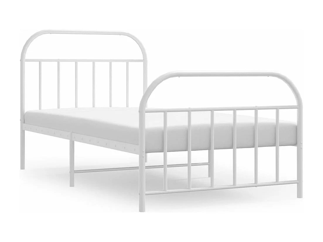 Cadre de lit métal avec tête de lit/pied de lit blanc 100x190cm