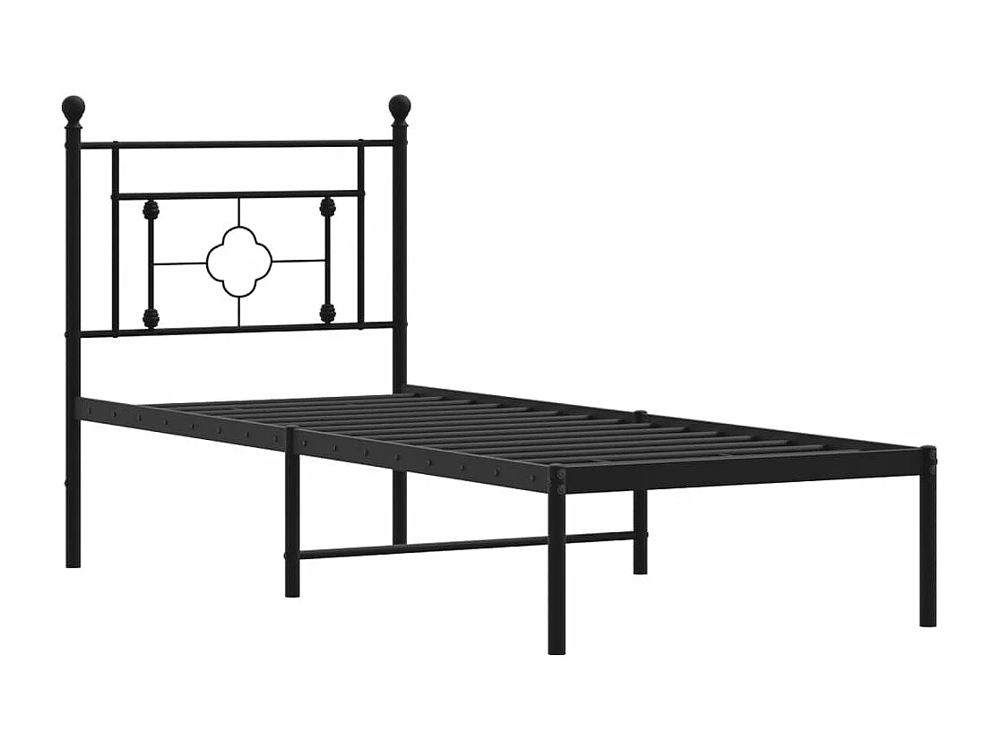 Estrutura de cama com cabeceira 75x190 cm metal preto
