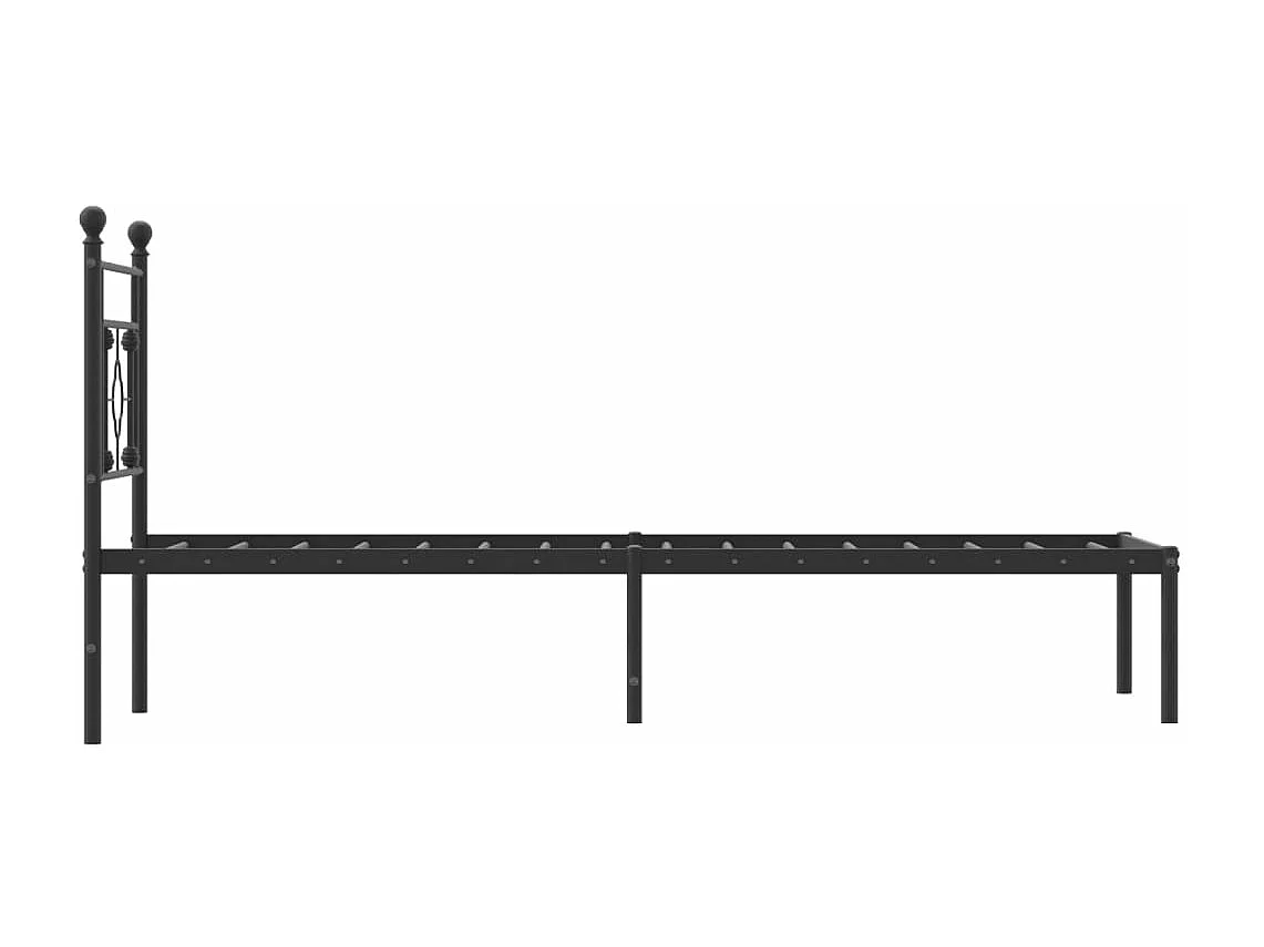 Estrutura de cama com cabeceira 75x190 cm metal preto