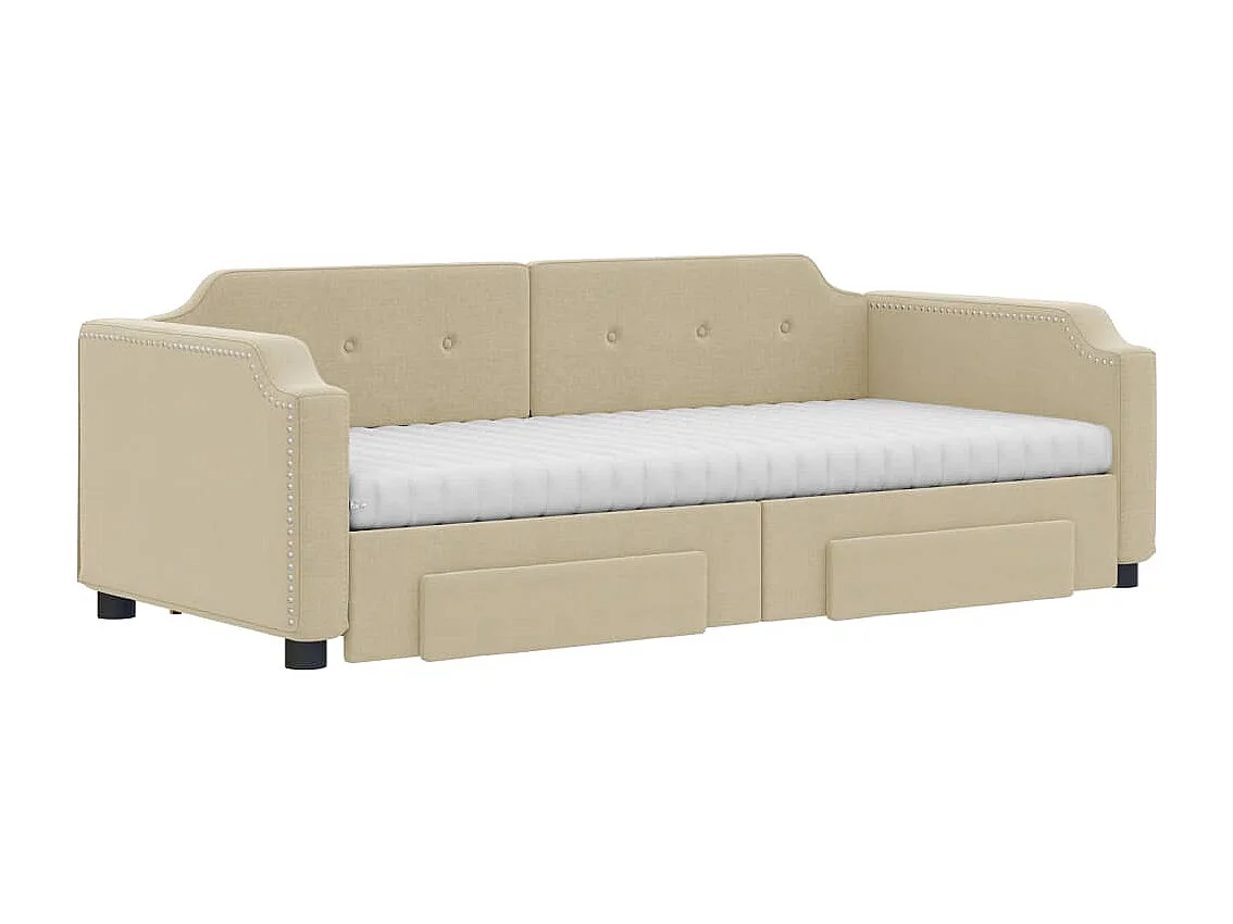 Sofá-cama com gavetão e gavetas 80x200 cm tecido cor creme