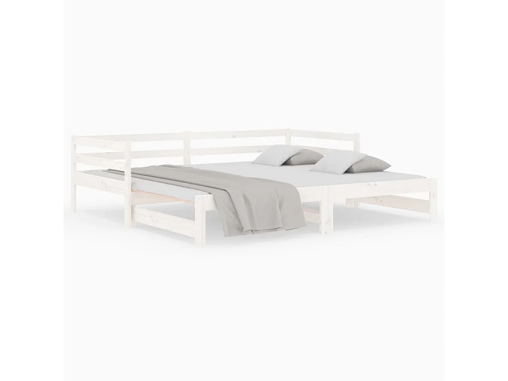 Lit coulissant Blanc 2x(90x190) cm Bois de pin massif