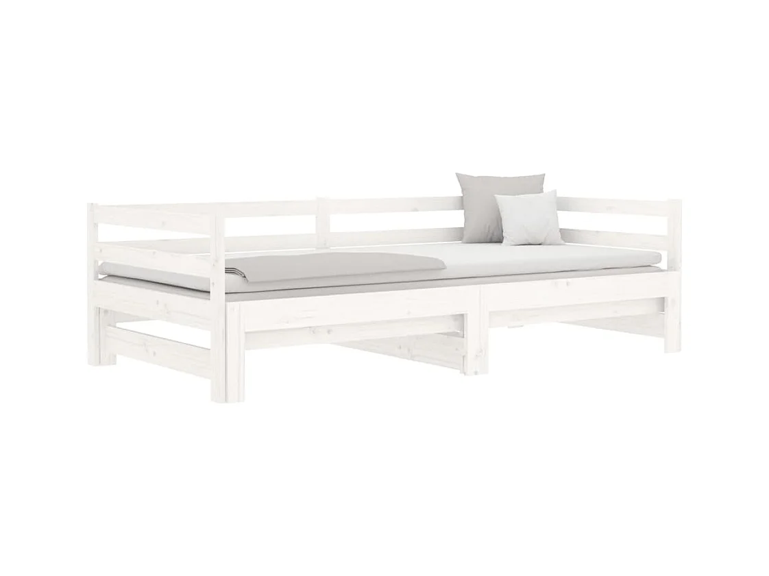 Lit coulissant Blanc 2x(90x190) cm Bois de pin massif