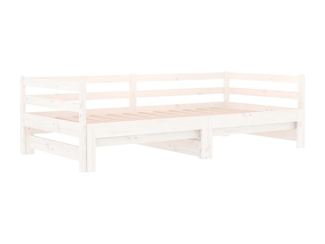 Lit coulissant Blanc 2x(90x190) cm Bois de pin massif