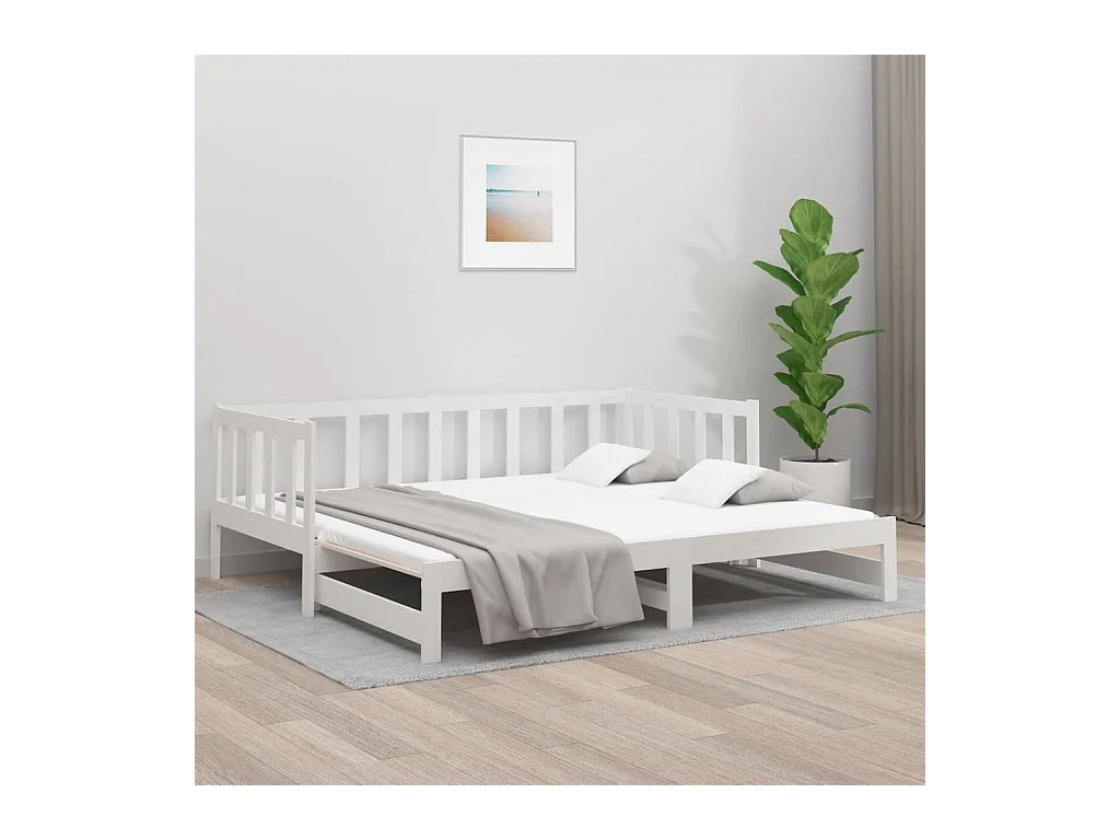 Lit coulissant Blanc 2x(90x190) cm Bois de pin massif