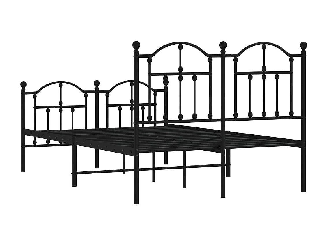 Cadre de lit métal avec tête de lit/pied de lit noir 120x190 cm