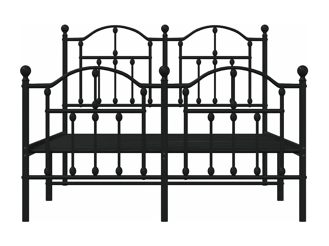 Cadre de lit métal avec tête de lit/pied de lit noir 120x190 cm