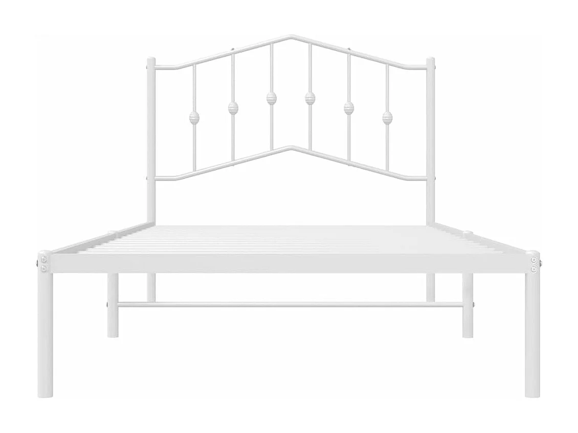 Cadre de lit métal avec tête de lit blanc 100x190 cm