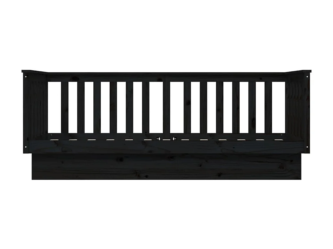Lit de jour Noir 90x190 cm Bois de pin massif