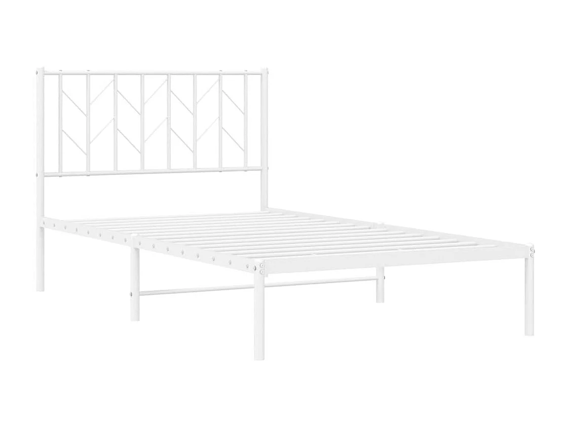 Estructura de cama de metal con cabecero blanco 100x190 cm