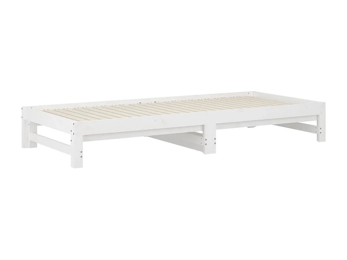 Lit coulissant Blanc 2x(90x200) cm Bois de pin massif