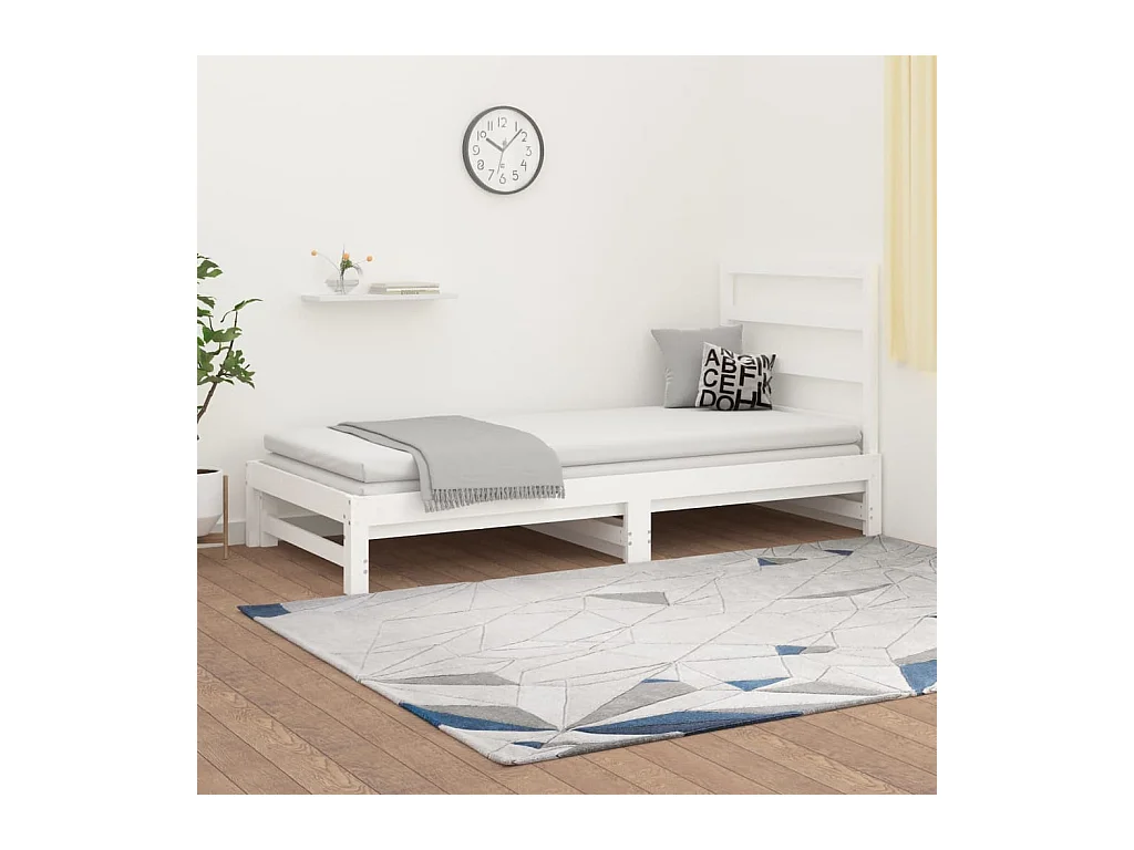 Lit coulissant Blanc 2x(90x200) cm Bois de pin massif