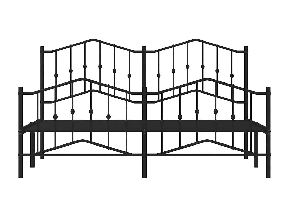 Cadre de lit métal avec tête de lit/pied de lit noir 160x200 cm