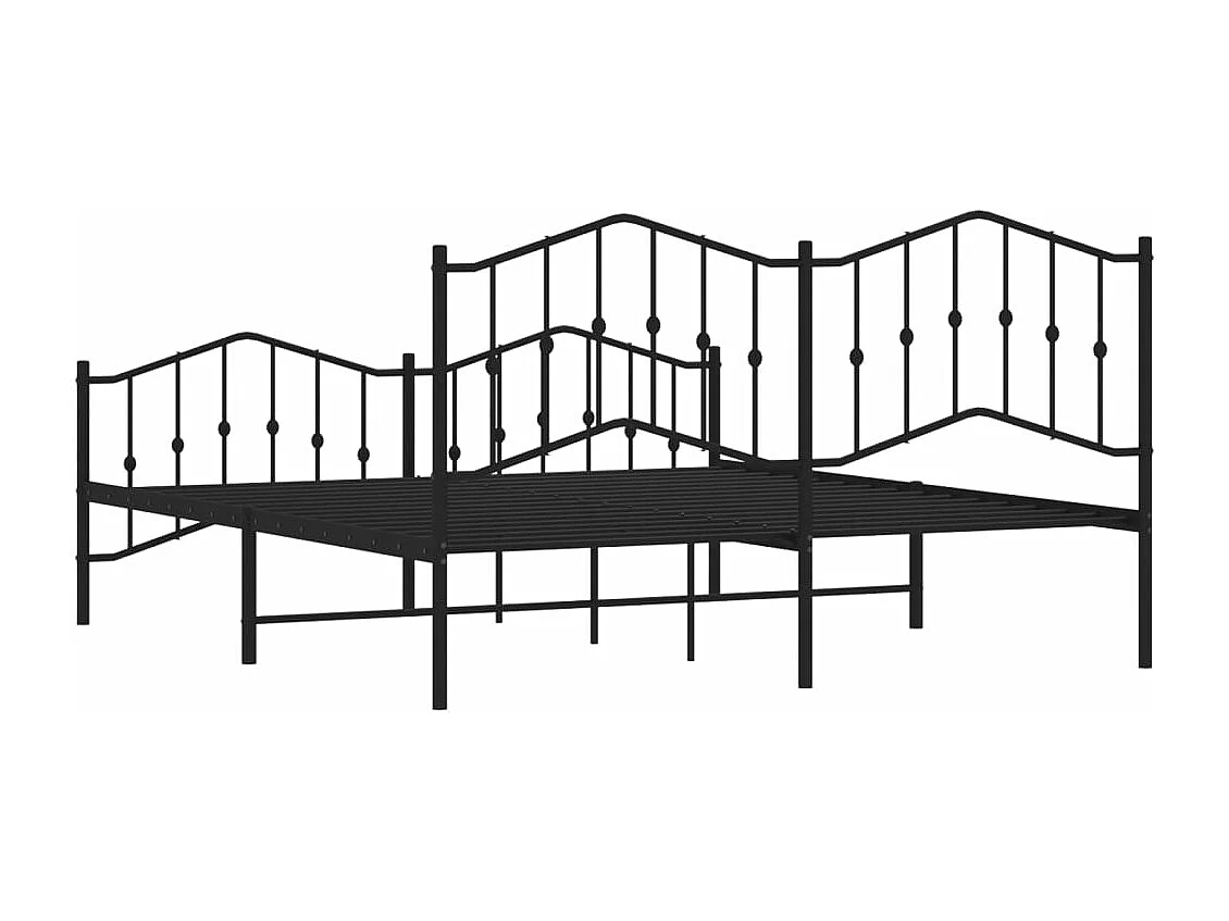 Cadre de lit métal avec tête de lit/pied de lit noir 160x200 cm