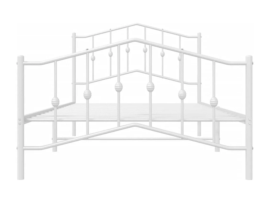 Cadre de lit métal avec tête de lit/pied de lit blanc 100x200cm