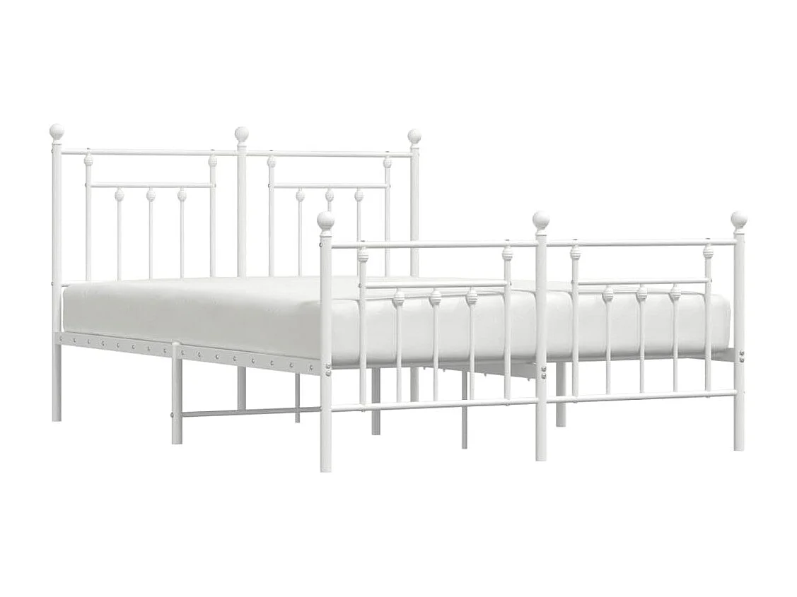 Estrutura de cama com cabeceira e pés 140x190 cm metal branco