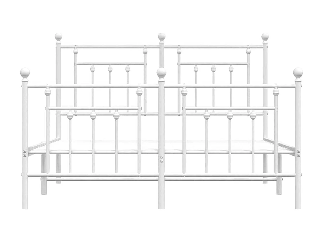 Estrutura de cama com cabeceira e pés 140x190 cm metal branco