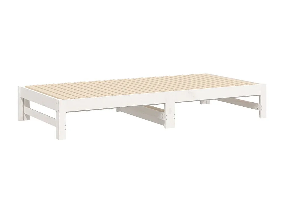 Lit coulissant Blanc 2x(75x190) cm Bois de pin massif