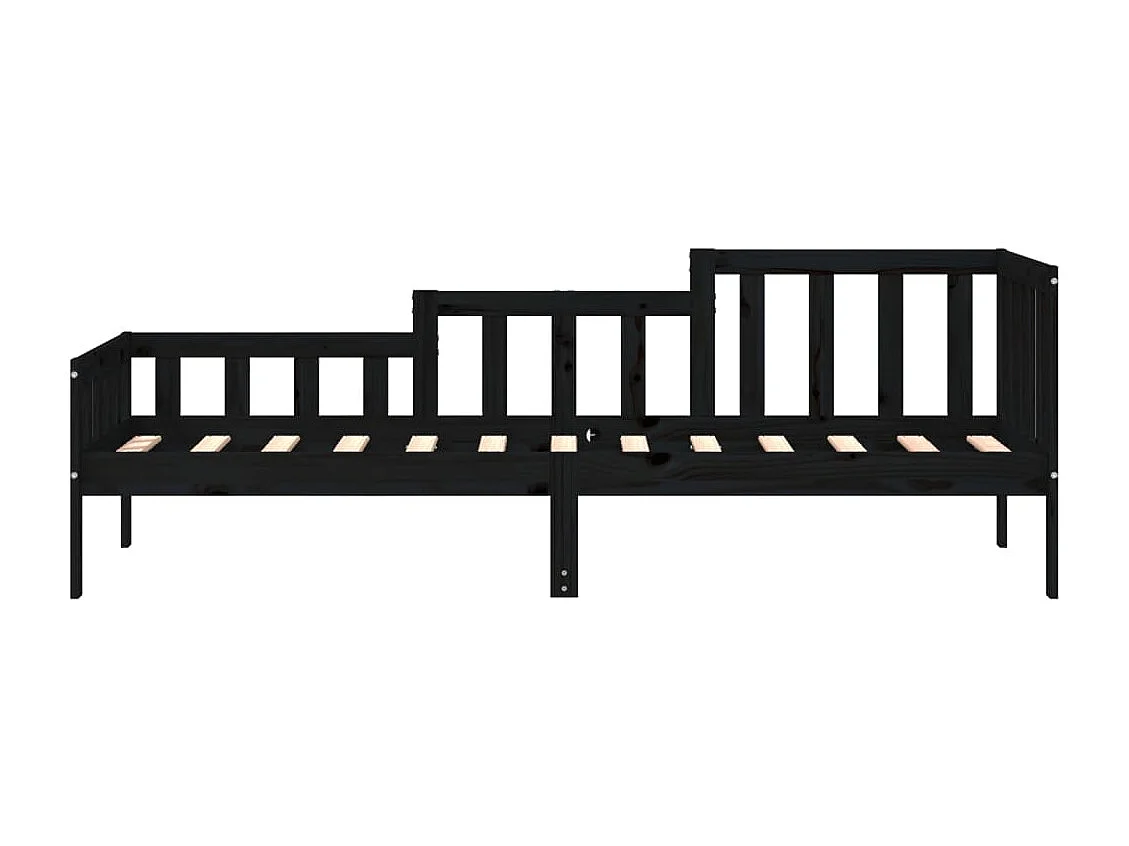 Lit de jour Noir 80x200 cm Bois de pin massif