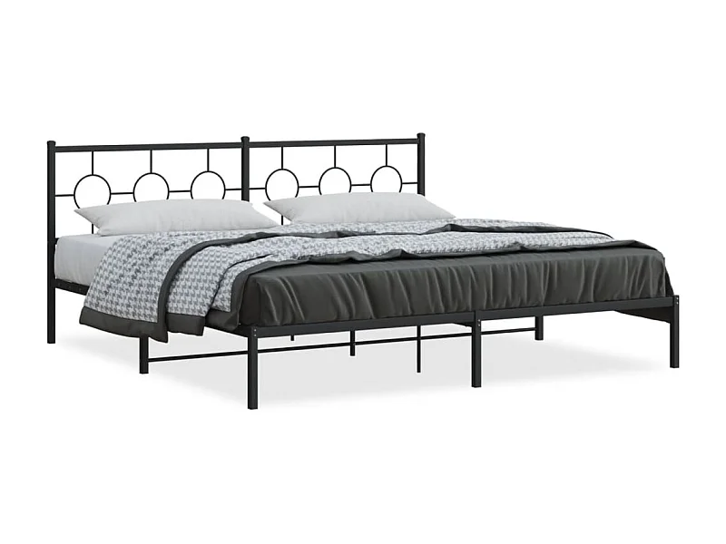 Estrutura de cama com cabeceira 200x200 cm metal preto