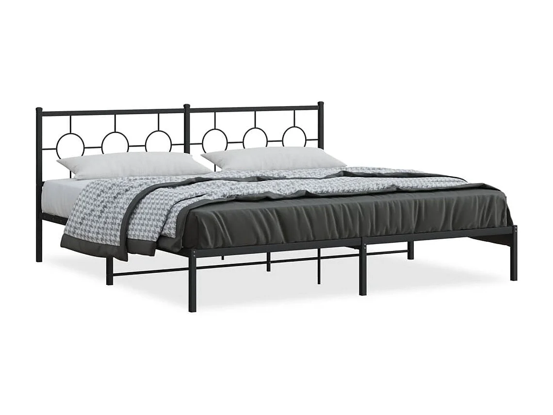 Estrutura de cama com cabeceira 200x200 cm metal preto