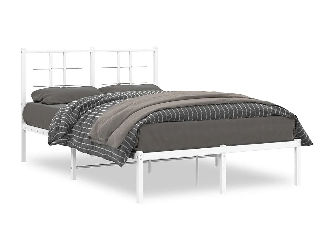 Estrutura de cama com cabeceira 120x190 cm metal branco