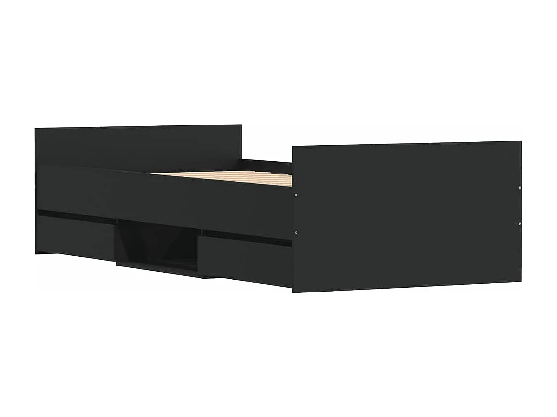 Estructura de cama con cabecero piecero negro 90x200 cm