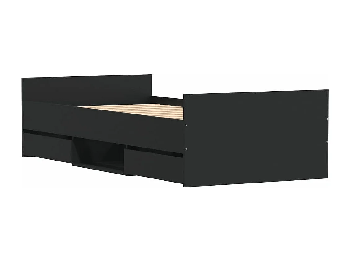 Estructura de cama con cabecero piecero negro 90x200 cm