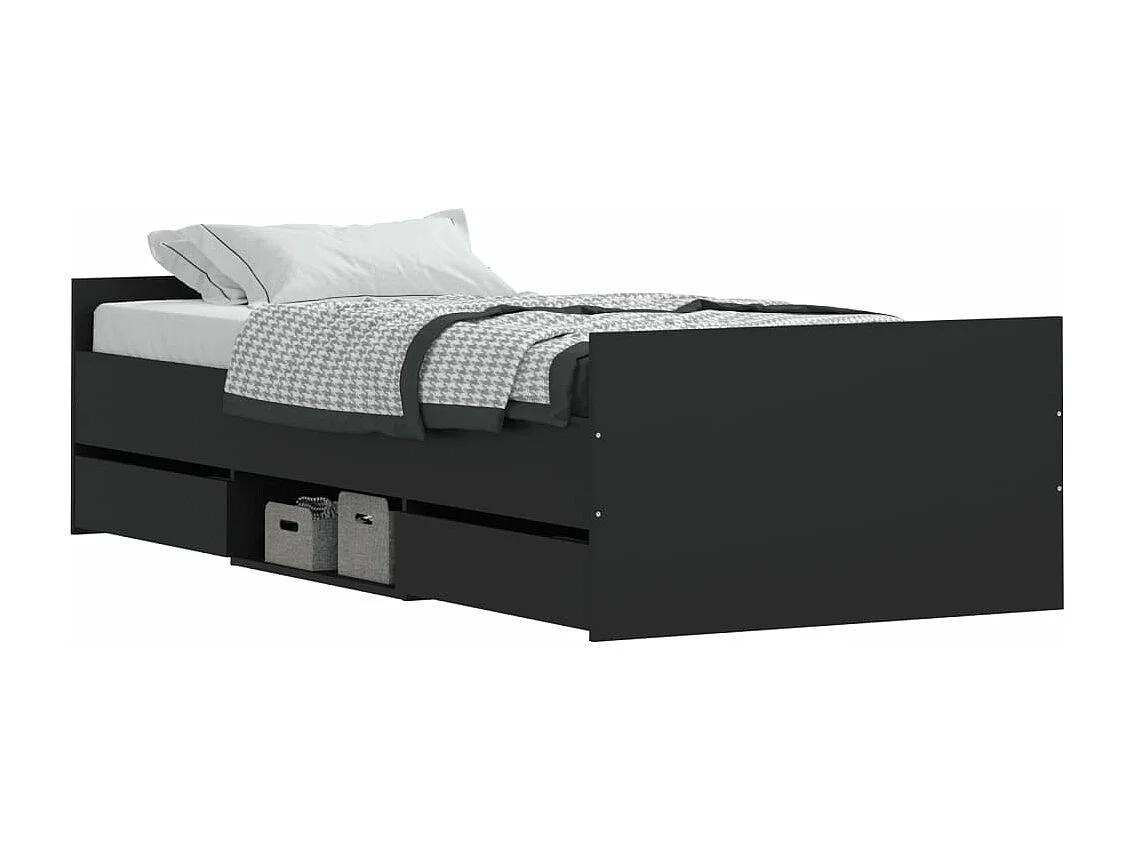 Estrutura de cama c/ painéis cabeceira e pés 90x200 cm preto