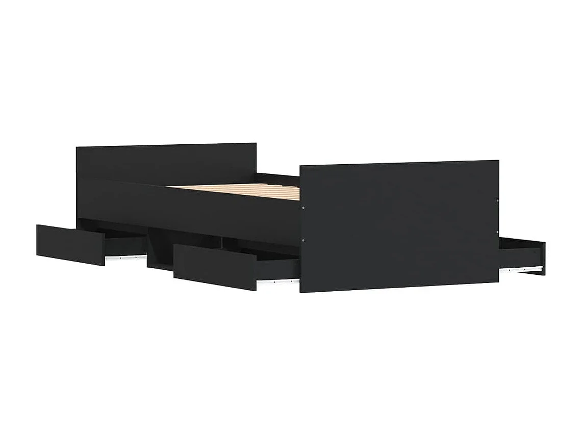 Estrutura de cama c/ painéis cabeceira e pés 90x200 cm preto