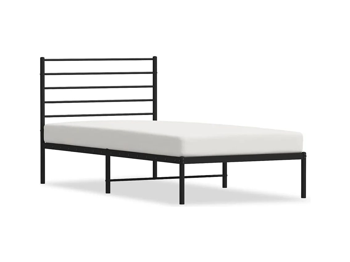 Estructura de cama con cabecero metal negro 90x190 cm