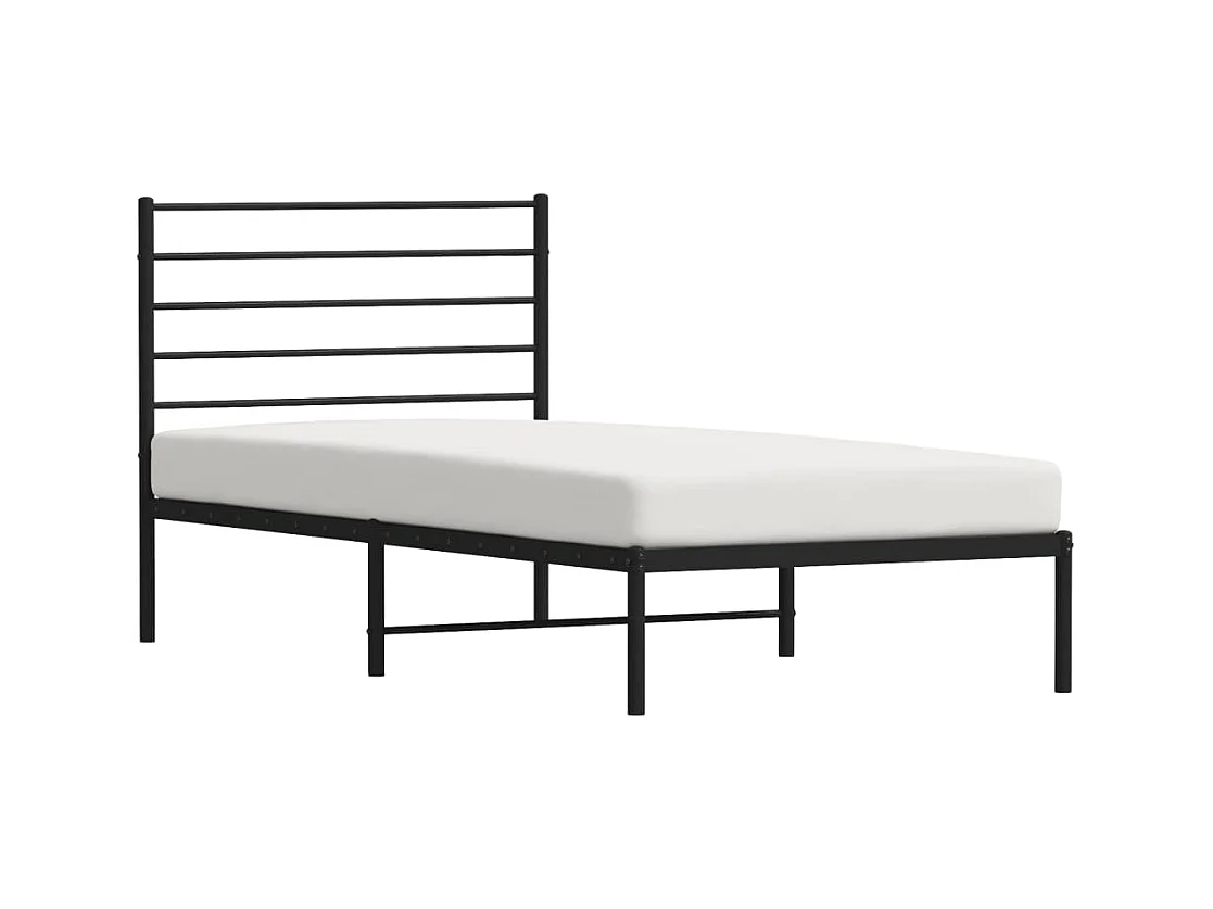 Estructura de cama con cabecero metal negro 90x190 cm