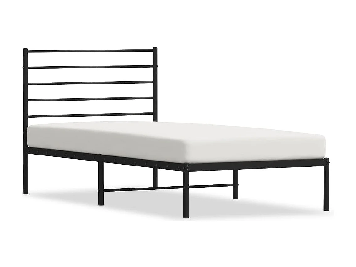Estrutura de cama com cabeceira 90x190 cm metal preto