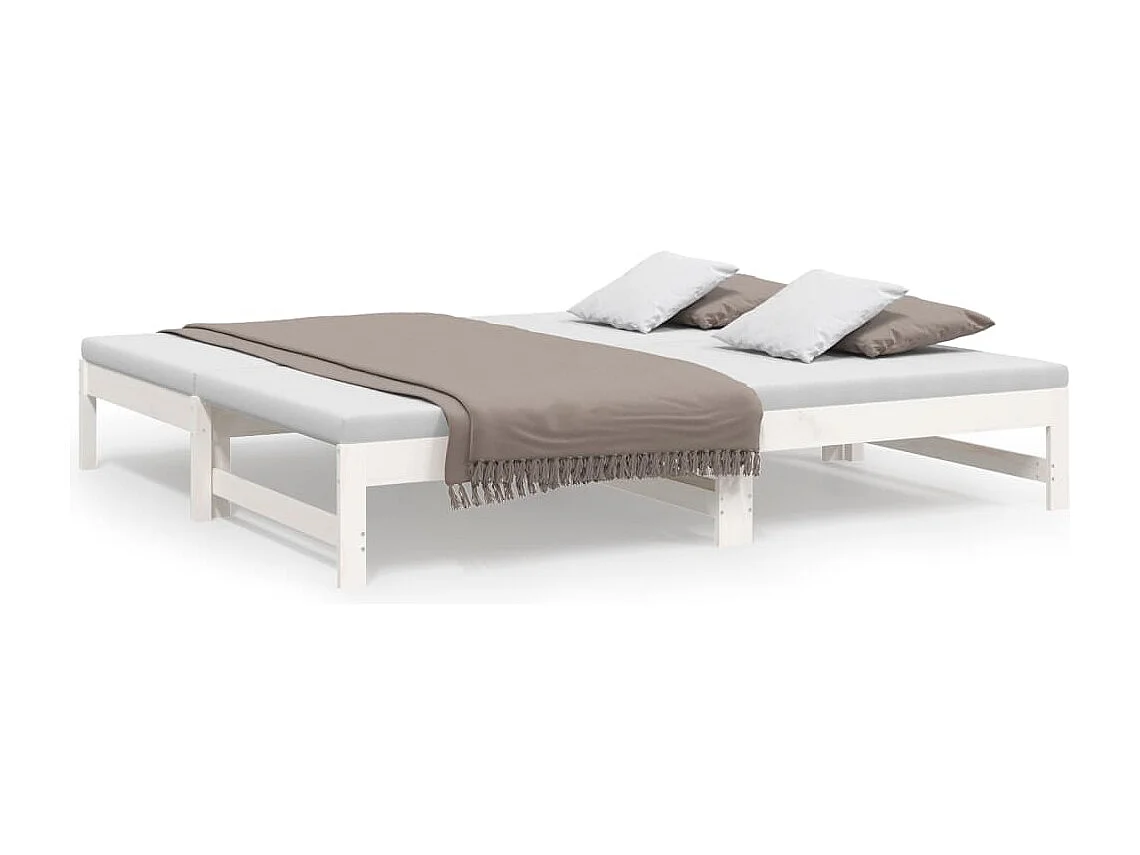 Lit coulissant Blanc 2x(90x190) cm Bois de pin massif