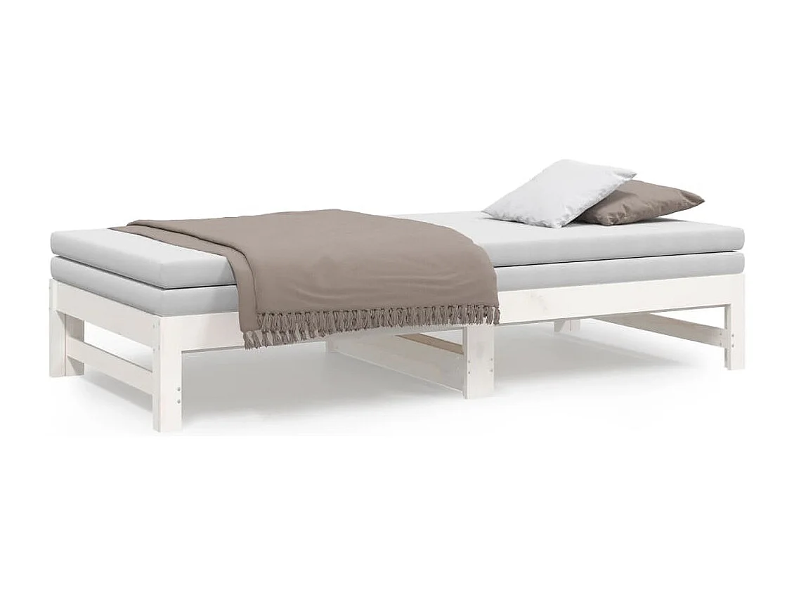 Lit coulissant Blanc 2x(90x190) cm Bois de pin massif