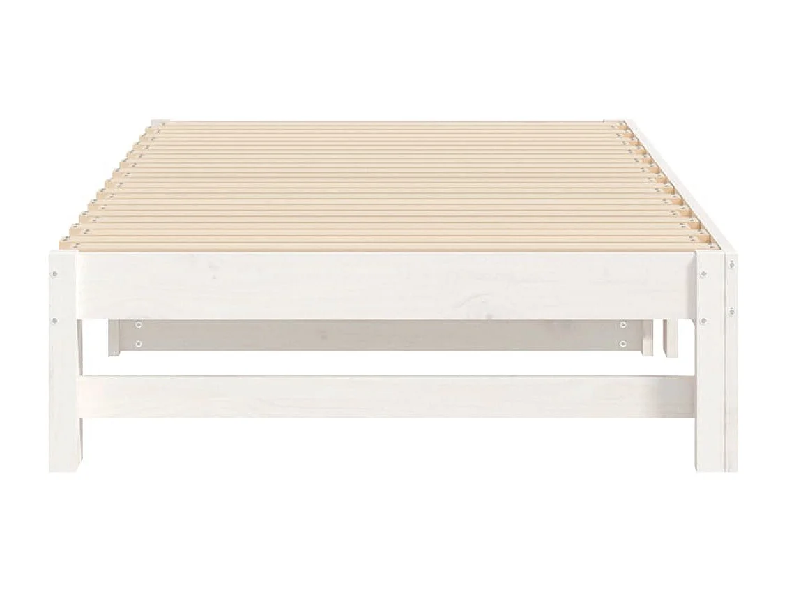 Slaapbank uitschuifbaar massief grenenhout wit 2x(90x190) cm