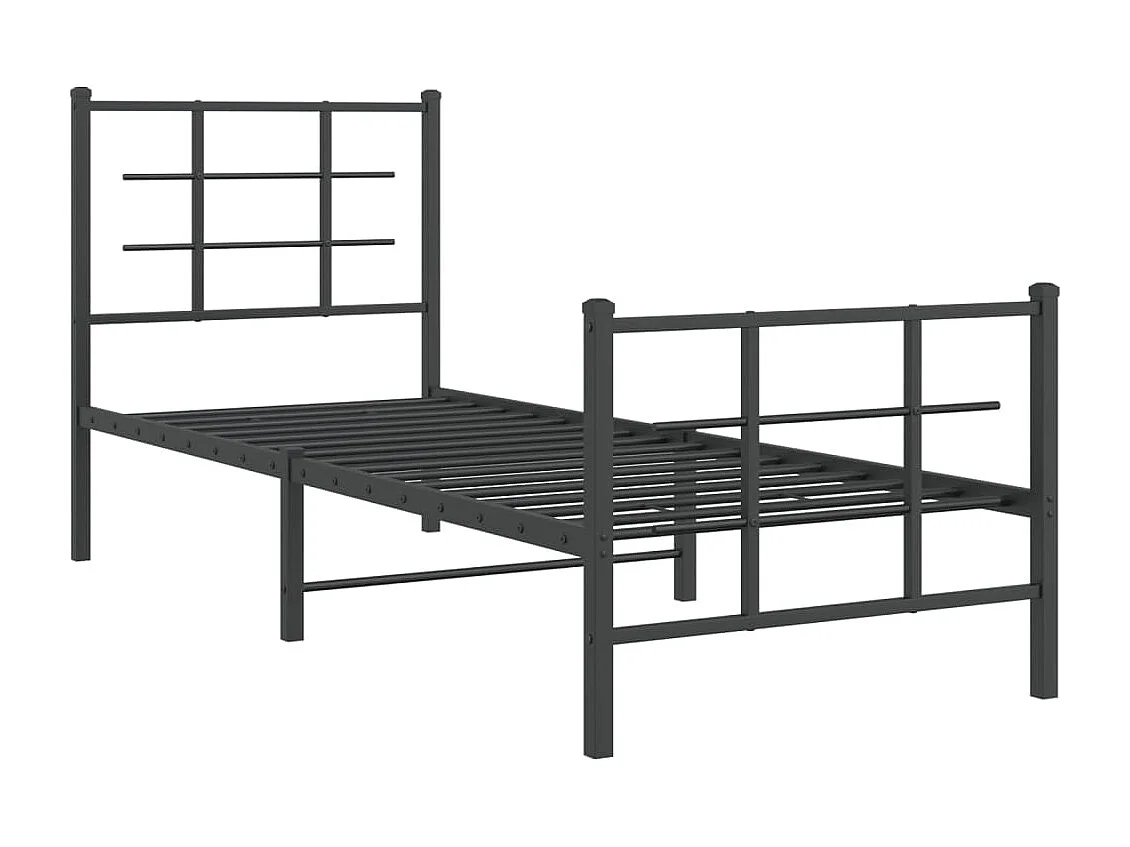 Estructura de cama con cabecero y estribo metal negro 75x190 cm