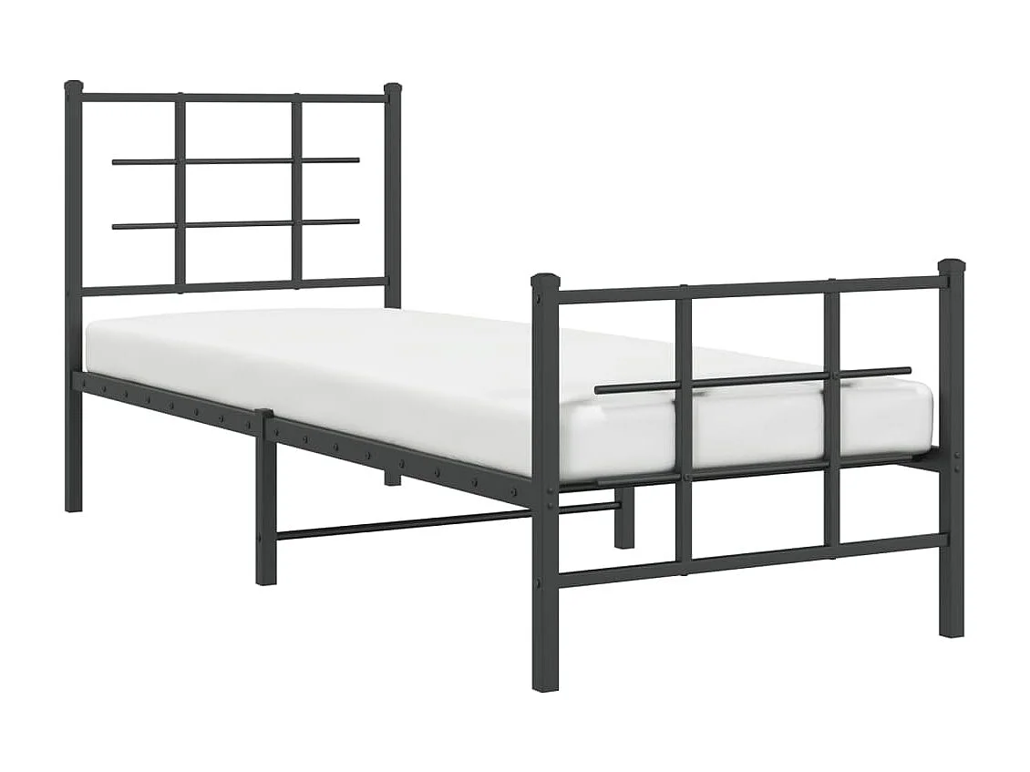 Estrutura de cama com cabeceira e pés 75x190 cm metal preto