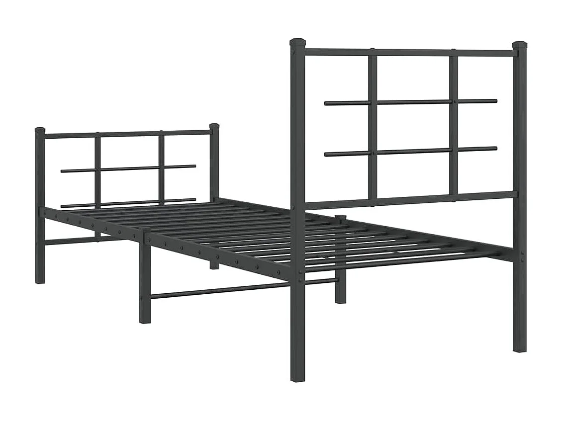 Estrutura de cama com cabeceira e pés 75x190 cm metal preto